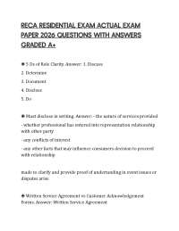 RECA RESIDENTIAL EXAM ACTUAL EXAM PAPER 2026 QUESTIONS WITH ANSWERS GRADED A+