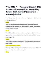 WGU D415 Pre- Assessment (Latest 2026 Update) Software Defined Networking Review| 100% V