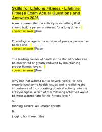 Skills for Lifelong Fitness - Lifetime Fitness Exam Actual Questions and Answers 2026