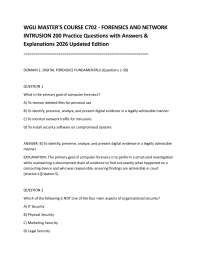 WGU MASTER'S COURSE C702 - FORENSICS AND NETWORK INTRUSION 200 Practice Questions with An