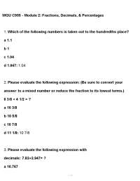 WGU C955 Module 1 Exam (2026 / 2027) | Basic Numeracy Skills | WGU (PDF)