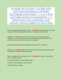 UF MAR 3023 EXAM 1 COMPLETE STUDY GUIDE – VERIFIED QUESTIONS & DETAILED SOLUTIONS (CHAPTER