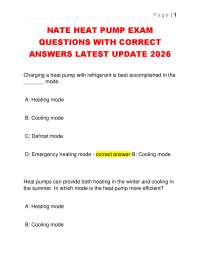 NATE HEAT PUMP EXAM QUESTIONS WITH CORRECT ANSWERS LATEST UPDATE 2026