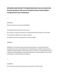 NETWORK AND SECURITY FOUNDATIONS WGU D315 OA EXAM 200 Practice Questions with Correct Det