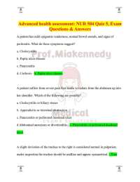 ADVANCED HEALTH ASSESSMENT : NUR 504 QUIZ 5 , QUESTIONS AND ANSWERS GRADED A+