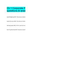 Ch 1 Corporate Finance 7th Ed. Ross questions & answers. Capial Budgeting ANS -The proces