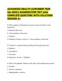 ADVANCED HEALTH ASSESSMENT NUR 504 QUIZ 5 EXAM TEST 2026 COMPLETE QUESTIONS WITH SOLUTIONS