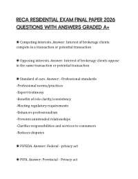 RECA RESIDENTIAL EXAM FINAL PAPER 2026 QUESTIONS WITH ANSWERS GRADED A+