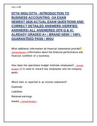 WGU D774 - INTRODUCTION TO BUSINESS ACCOUNTING OA EXAM QUESTIONS AND CORRECT ANSWERS