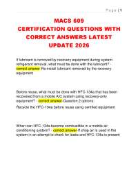 MACS 609 CERTIFICATION QUESTIONS WITH CORRECT ANSWERS LATEST UPDATE 2026