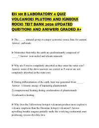 ESS 101 B LABORATORY 4 QUIZ VOLCANOES PLUTONS AND IGNEOUS ROCKS TEST BANK 2026