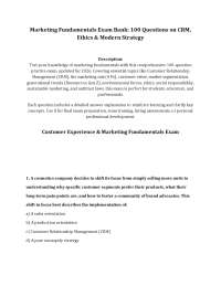 Marketing Fundamentals Exam Bank: 100 Questions on CRM, Ethics & Modern Strategy