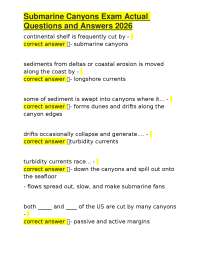Submarine Canyons Exam Actual Questions and Answers 2026