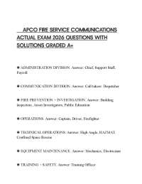 APCO FIRE SERVICE COMMUNICATIONS ACTUAL EXAM 2026 QUESTIONS WITH SOLUTIONS GRADED A+