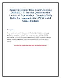 Research Methods Exam Questions 2026-2027