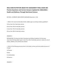 WGU D440 NUTRITION OBJECTIVE ASSESSMENT FINAL EXAM 200 Practice Questions and Correct Ans