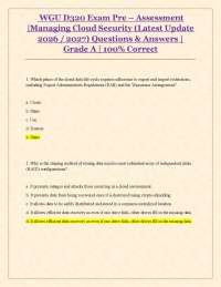WGU D320 Managing Cloud Security Pre-Assessment Questions & Answers