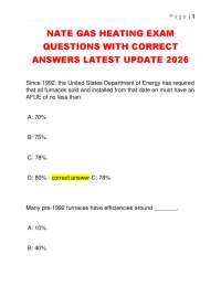NATE GAS HEATING EXAM QUESTIONS WITH CORRECT ANSWERS LATEST UPDATE 2026