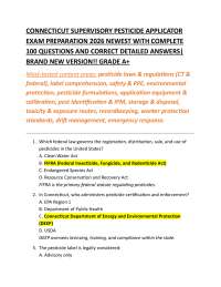 CONNECTICUT SUPERVISORY PESTICIDE APPLICATOR EXAM PREPARATION 2026 NEWEST WITH COMPLETE