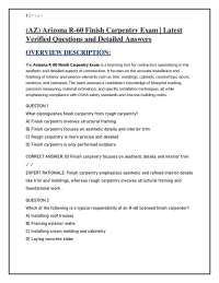 (AZ) Arizona R-60 Finish Carpentry Exam | Latest Verified Questions and Detailed Answers