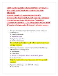 NORTH CAROLINA AGRICULTURAL PESTICIDE APPLICATOR – 2026 LATEST EXAM MOST TESTED AREAS (SYL