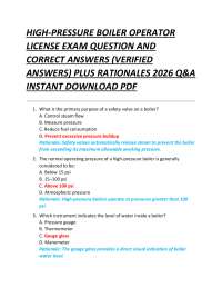 HIGH-PRESSURE BOILER OPERATOR LICENSE EXAM QUESTION AND CORRECT ANSWERS