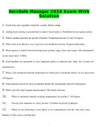 ServSafe Manager 2026 Exam With Solution