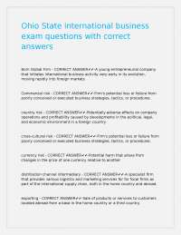 Ohio State international business exam questions with correct answers.