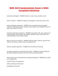 NUR 324 Fundamentals Exam 1 With Complete Solutions.