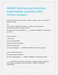 BBB4M (International Business) Exam Review Questions With Correct Answers.