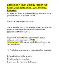 Edexcel B A-level Biology- paper two Exam Questions With 100% Verified Answers