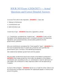 JOUR 303 EXAM 1 2026/2027 | ACTUAL QUESTIONS WITH VERIFIED DETAILED ANSWERS | COMPLETE STU
