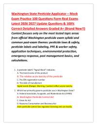 Washington State Pesticide Applicator – Mock Exam Practice 100 Questions Form Real Exams