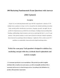 100 Marketing Fundamentals Exam Questions with Answers (2026 Updated)