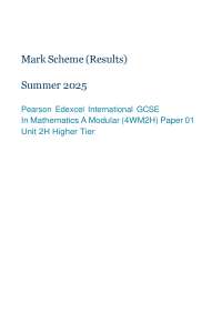 Mark Scheme 2025 Pearson Edexcel International GCSE Mathematics A Modular (4WM2H) P 01