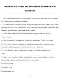 Pearson vue Texas life and health insurance test questions