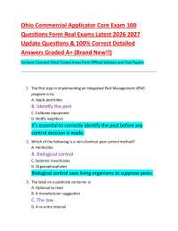 Ohio Commercial Applicator Core Exam 100 Questions Form Real Exams Latest 2026 2027 Updat