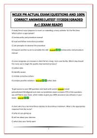 NCLEX PN ACTUAL EXAM|QUESTIONS AND 100% CORRECT ANSWERS|LATEST UPDATE!!!!!!