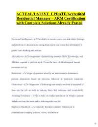 ACTUAL/LATEST UPDATE/Accredited Residential Manager – ARM Certification with Complete Sol