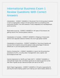 International Business Exam 1 Review Questions With Correct Answers.