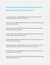 Principles Of International Business Exam 1 Questions With Correct Answers