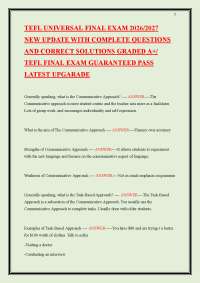 TEFL UNIVERSAL FINAL EXAM 2026/2027 NEW UPDATE WITH COMPLETE QUESTIONS AND CORRECT SOLUTIO
