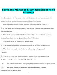 ServSafe Manager Exam Questions with Answers