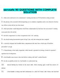 servsafe 90 QUESTIONS WITH COMPLETE SOLUTION