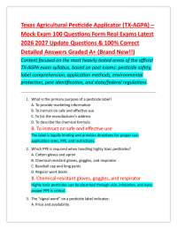 Texas Agricultural Pesticide Applicator (TX-AGPA) – Mock Exam 100 Questions Form Real Exam