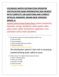 COLORADO WATER DISTRIBUTION OPERATOR CERTIFICATION EXAM PREPARATION 2026 NEWEST WITH COM