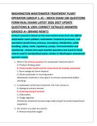 WASHINGTON WASTEWATER TREATMENT PLANT OPERATOR (GROUP 1–4) – MOCK EXAM 100 QUESTIONS FOR