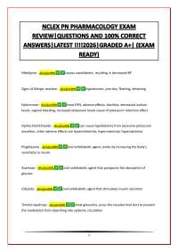 NCLEX PN PHARMACOLOGY EXAM REVIEW|QUESTIONS AND 100% CORRECT ANSWERS|LATEST UPDATE!!!!!!