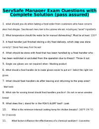 ServSafe Manager Exam Questions with Complete Solution (pass assured)