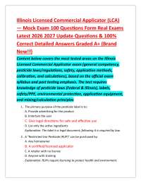 Illinois Licensed Commercial Applicator (LCA) — Mock Exam 100 Questions Form Real Exams